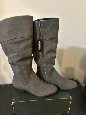 Style & Co. Gray Over-the-Knee Faux Suede Boots